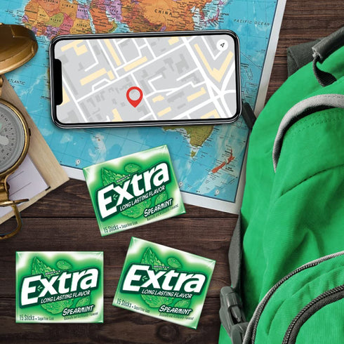 3 Pack (45 EXTRA Spearmint Sugar Free Chewing Gum, Bulk Gum Sticks Total), Long-Lasting Fresh Breath, Individually