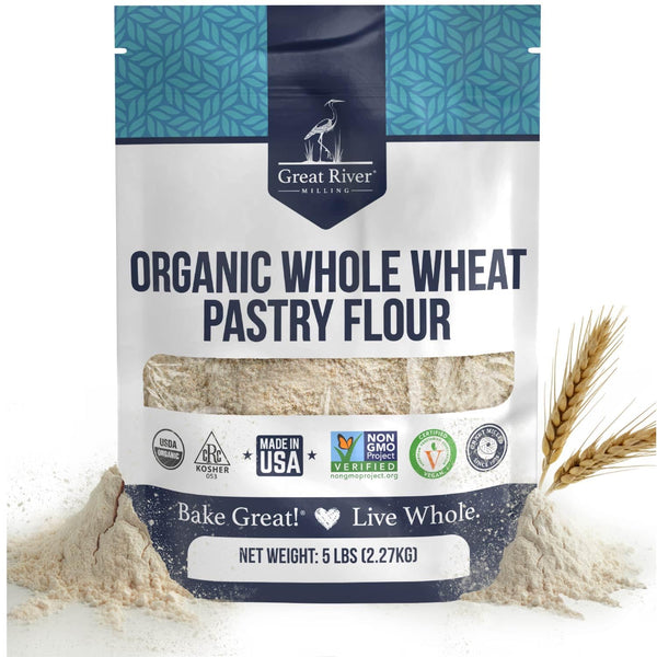 Great River Milling Organic Whole Wheat Pastry Flour | Soft Texture, Lower