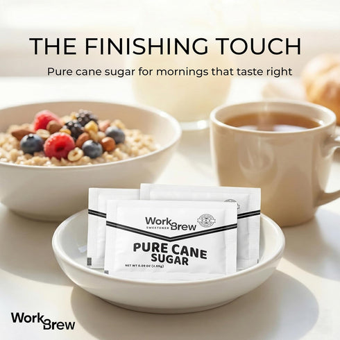WorkBrew Packets 400 Count, Packets White Cane Sugar Individual Sugar for Coffee & Tea, Office Breakroom, Restaurants
