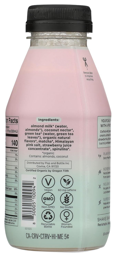 11 POP AND BOTTLE Organic Strawberry Matcha Almond Latte, FZ