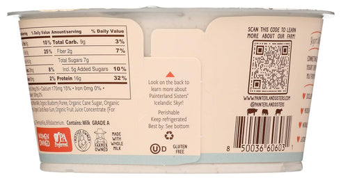 Painterland Sisters 5.3 , Yogurt Icelandic Style Skyr Blueberry Lemon Organic, Ounce