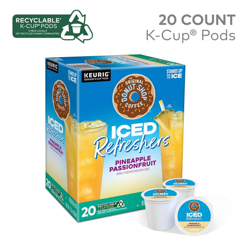 20 Count The Original Donut Shop Iced Refreshers, Pineapple Passionfruit Flavor, Keurig Single Serve K-Cup Pods