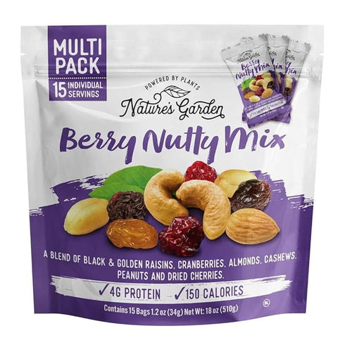 Natures Garden Berry Nutty Mix, Single Serve Bags - 18 Ounce (1.2