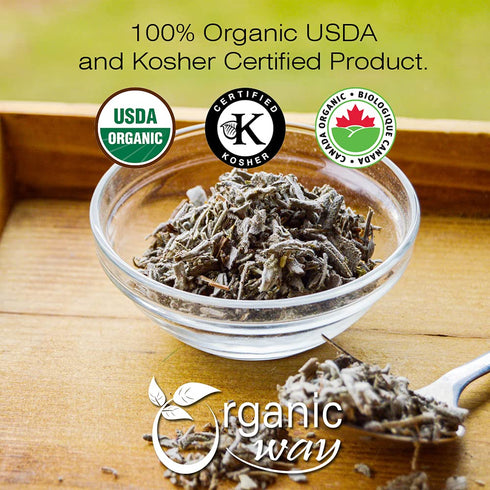 Organic Way Dried Sage Leaf Whole (Salvia officinalis) - Organic & Kosher Certified, 4 Oz from Albania