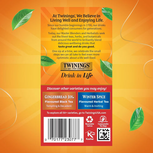 20 Count (Pack 2) Twinings Christmas Tea - Black Tea Blended with Spicy and Aromatic Clove and Cinnamon, Tea Bags