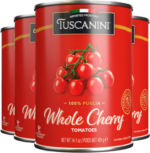 Tuscanini Whole Cherry Tomatoes 14.1oz (4 Pack) | Imported From Italy, Delicious