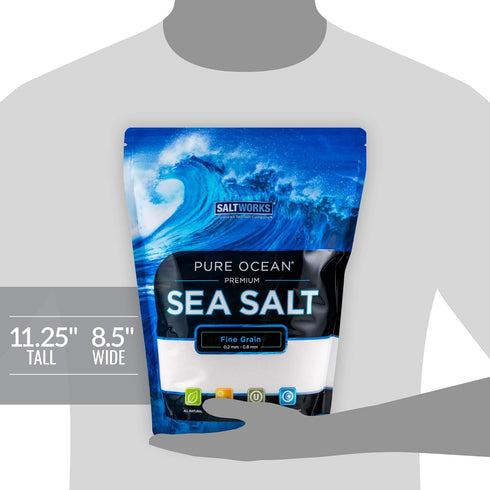 5 SaltWorks Pure Ocean Sea Salt, Fine Grain, Pound Bag