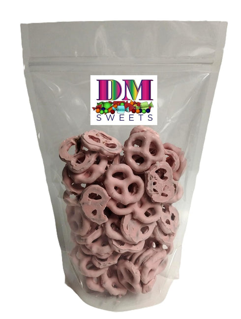 DM Sweets 1 lb Cherry Yogurt Coated Pretzels - of Fresh Gourmet Sweet Creamy Covered Dipped Pretzels