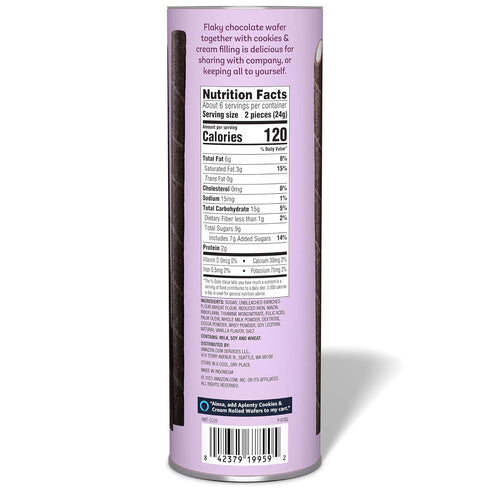 Aplenty 5 oz Amazon Brand - , Cookies & Cream Rolled Wafers