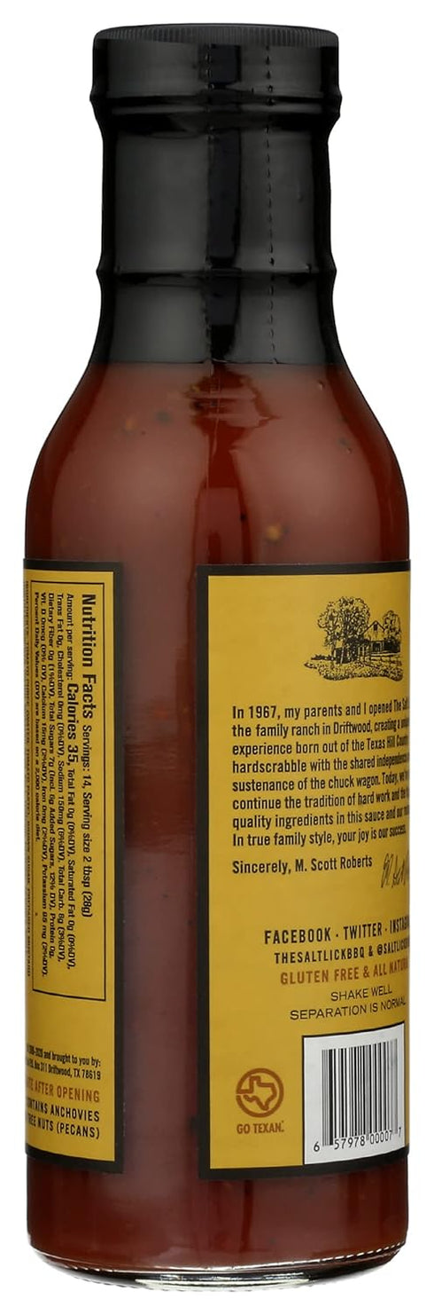 Salt Lick 12 (Pack 6) Honey Pecan BBQ Sauce, Gluten Free, Ounces