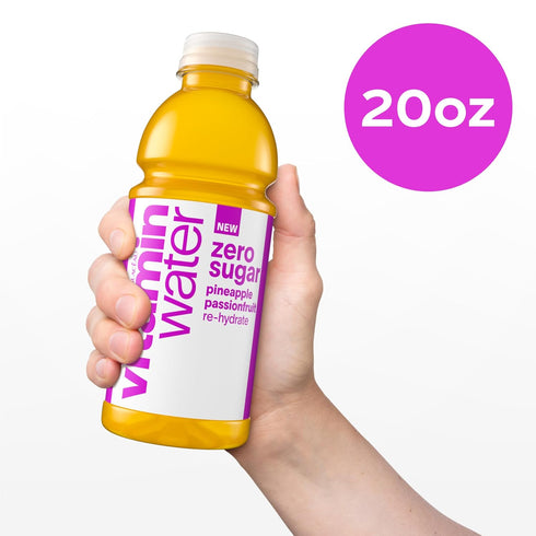 20 oz. 12 pack vitaminwater Zero Sugar Pineapple Passionfruit Re-hydrate Nutrient Enhanced Water Bev.