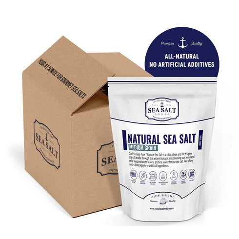 Commercial 20 Natural Sea Salt Medium Grain, Gluten-Free Bulk Sea Salt for Use, No Artificial Additives, Pounds