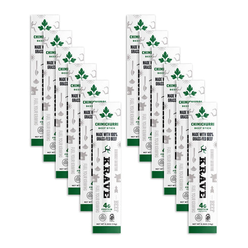 (0.5 Pack 12) 100% 45 Krave, Meat Sticks Minis, Chimichurri flavor - Ounce Sticks, of - Grass Fed Beef, Calories Per