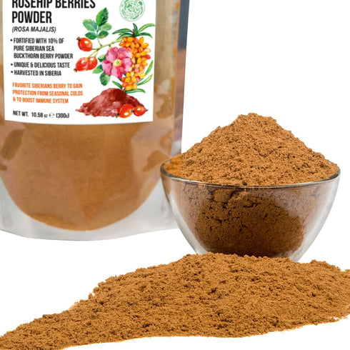 Ground Siberian Rose Hips Flour 300g w Sea Buckthorn Fine Fine Powder