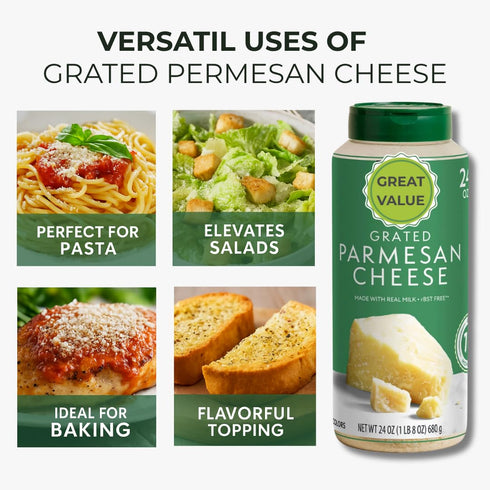 1lb 8 oz Grated Parmesan Cheese Premium Aged Parmesan, Ready-to-Use, Perfect for Pasta, Pizza, Salads, and More No
