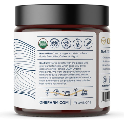 100% (2.6 oz One Farm by WAAYB Organic Cacao, Single Estate, Non-GMO, Fair-Trade, Vegan, Gluten Free, Raw Rizek Cacao