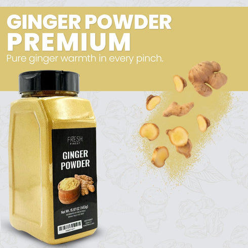 15.97oz (453G) Packed Fresh Finest Ginger Powder - - Pure Ground Ginger Root for Culinary & Health Benefits, in a