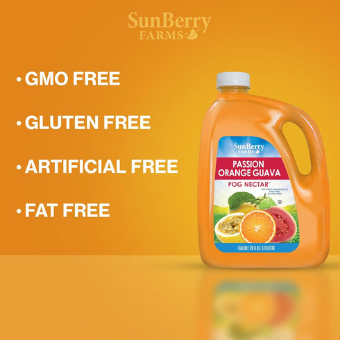 128oz 1 Sunberry Farms POG Passion Orange Guava Tropical Juice, Real Fruit Nectar, No Artificial Flavors or Colors