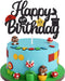 Black Glitter Mario Cake Topper - Happy Birthday Cake Decoration for Video Game Themed Kids Party