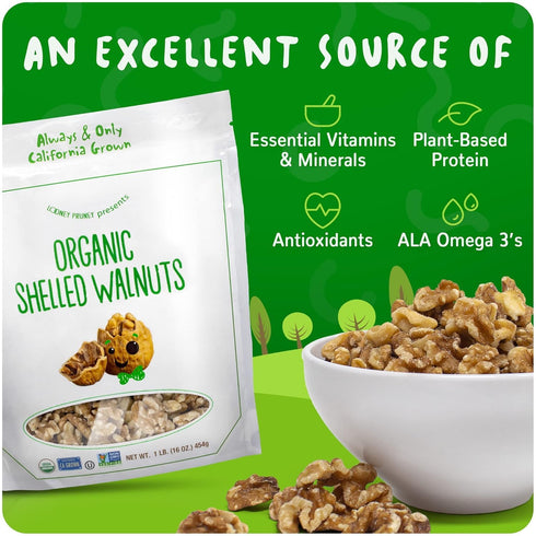2 Pack (2LBS/16oz Organic Walnuts Unsalted bags) Natural Shelled Walnut Halves & Pieces | Raw Organic Walnuts |