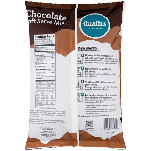 Countertop 6 lb Frostline Chocolate Soft Serve Ice Cream Mix, Lactose & Gluten Free - Just Add Water, Dairy, or Dairy