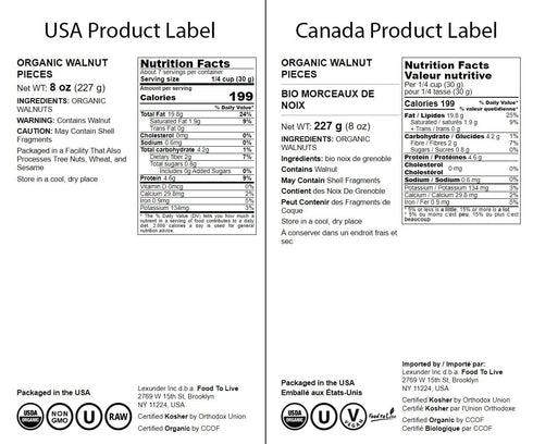 8 Omega-3, Food to Live Organic Walnut Pieces, Ounces California Chandler Variety. Medium Size. Non-GMO. Rich