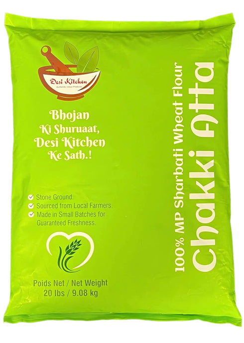 DESI KITCHEN AUTHENTIC INDIAN PRODUCTS Desi Kitchen MP Sharbati Wheat Flour (Chakki Atta) 20lbs