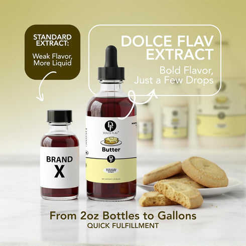 2 Dolce Flav Butter Extract Ounce Water-Soluble Kosher, Sugar-Free, Concentrated Imitation Butter Flavor for Baking