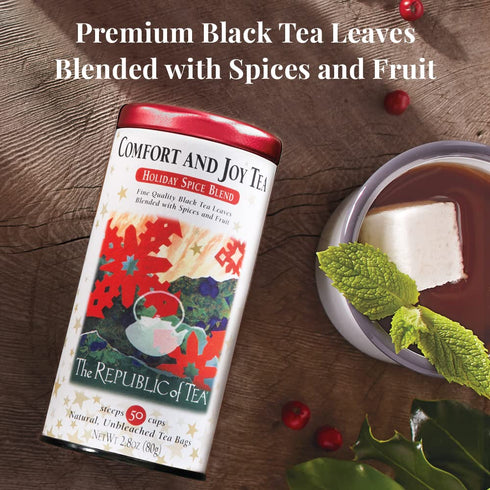 50 The Republic of Tea Comfort and Joy Tea, Holiday Spice Blend, Tea Bags, Naturally Caffeinated
