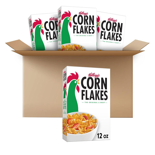 Kellogg's Kelloggs Corn Flakes Cold Breakfast Cereal, 8 Vitamins and Minerals, Healthy Snacks,