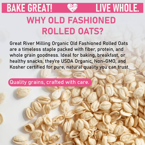 5 Lb Great River Milling Organic Old Fashioned Rolled Oats | Gluten Free Whole Grain, USDA Organic, Non-GMO, Kosher |