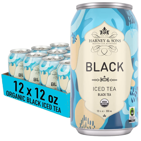 Harney & Sons Organic Black Iced Tea, 12 oz can (Pack of