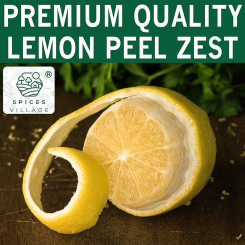 (4 Oz), SPICES VILLAGE Dried Lemon Peel Granules, Lemon Zest Seasoning for Baking, Citrus Fruit Seasoning for Cooking