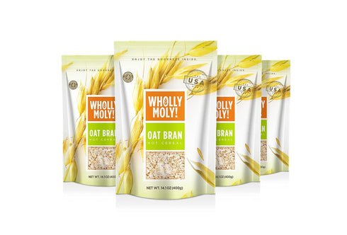 Wholly Moly! Oat Bran, Instant Oatmeal, Original 400g*4 Pack, High Fiber, No