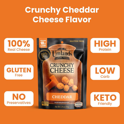 Umland's Umlands (1.9 oz 100% Crunchy Cheese Cheddar Bag) | Real Wisconsin Cheese, Keto, Low-Carb, High-Protein
