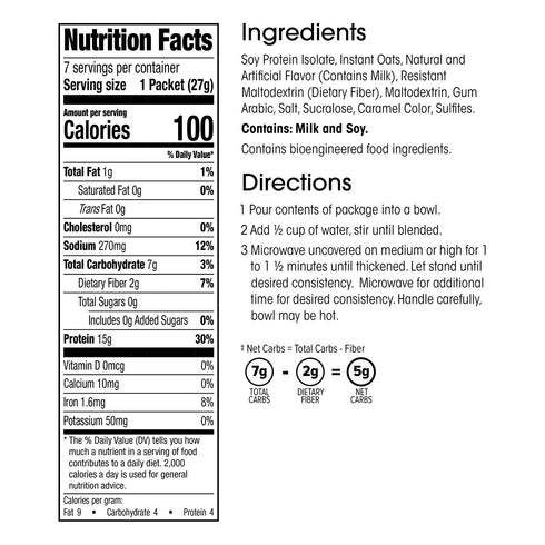 (7ct) WonderSlim Instant Protein Oatmeal, Maple Brown Sugar, Gluten Free, Low Carb, Low Sugar