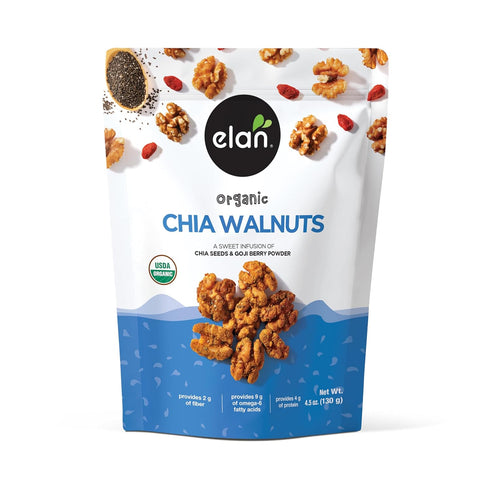 Elan Organic Chia Walnuts, 4.5 oz, Non-GMO, Gluten-Free, Vegan, Kosher, Healthy Snacks,