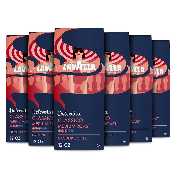 Lavazza Dolcevita Classico Ground Coffee 6 Bags of 12oz, Medium Roast, Rich