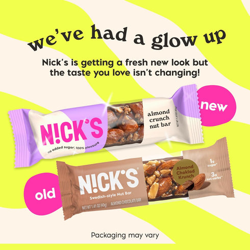1G 3G (pack 12) 40.0 NICKS Keto Nut Bar Almond Chocolate, Keto Nut Snack for Sports, Hiking & Outdoor Activities