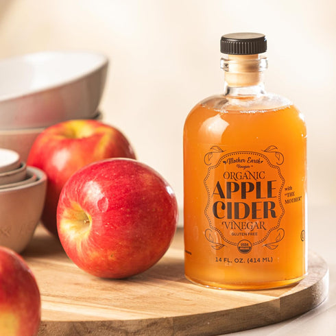(1/14oz Mother Earth, Organic Apple Cider Vinegar with The Mother, Fresh Pressed Organic Apples, OACV, ACV, Raw