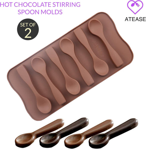 Set Chocolate Spoon Silicone Molds for Chocolate & Peppermint Candy Perfect for Cocoa Bombs and Hot Chocolate Bombs