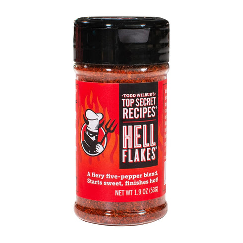 Todd Wilbur's Top Secret Recipes Hell Flakes - Crushed Red Pepper Flakes, Unique Blend of 5 Peppers, 1.9 oz