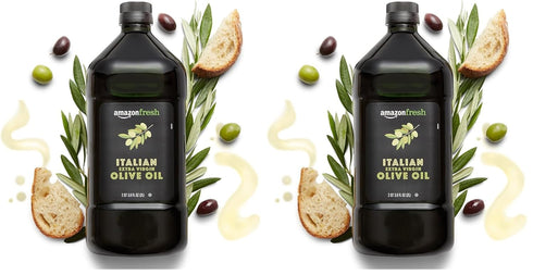 Amazon Fresh 2 (Pack 2) , Italian Extra Virgin Olive Oil, Cold Pressed, for Cooking, Liter