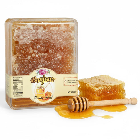 Bonjour Raw Honeycomb - Naturally Prebiotic & Antioxidant-Rich Honey with Honeycomb |