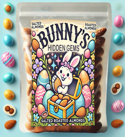 Pack Bunnys Hidden Gems Gourmet Salted Roasted Almonds | Premium Snack Perfect for Easter, Gifting, or Everyday