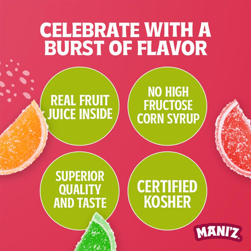 8oz, Manischewitz Holiday Candied Fruit Slices in a Gift Box, Made with Real Fruit Juice, Gluten Free, No High Fructose