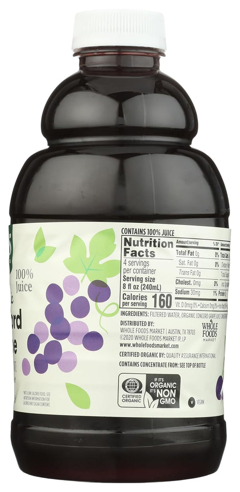 365 100% 32 oz by Whole Foods Market, Organic Juice, Concord Grape, fl