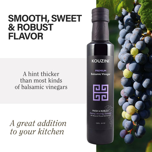 250ml Kouzini Ultra Premium Balsamic Vinegar, Aged Balsamic Vinegars from Modena, Italy, Premium, Smooth & Full-Bodied