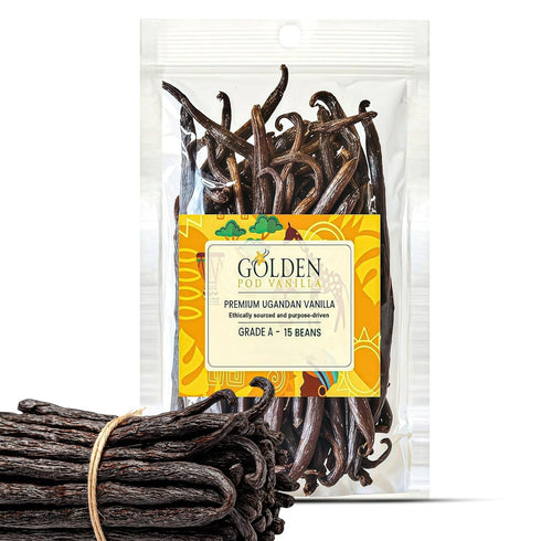 Golden Pod Vanilla Beans 15 Count | Gourmet Grade A Whole Vanilla
