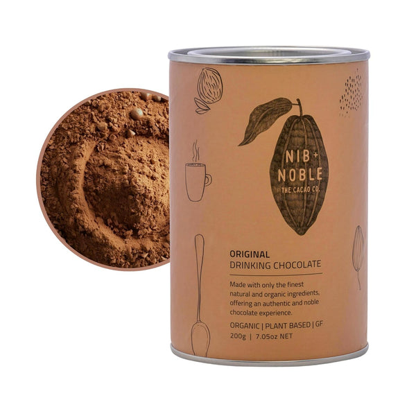 NIB + NOBLE Organic Drinking Chocolate Powder - Dairy-Free Hot Cocoa with Coconut Milk -
